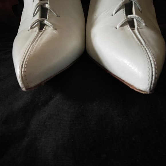 Francesco Russo Paris Lace-Up White Leather Mules Pumps 36.5/6.5 - Picture 11 of 13